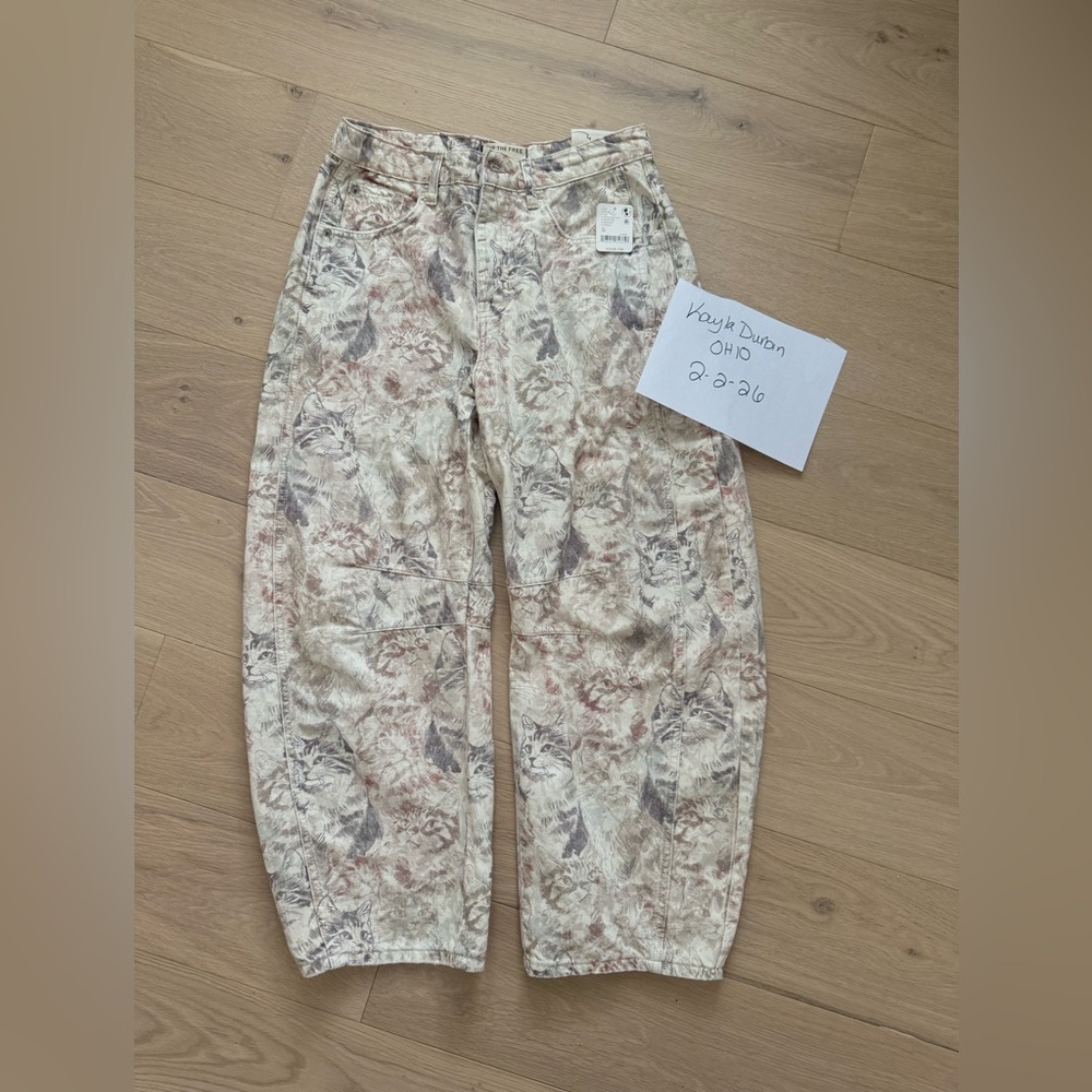 Rare Free people good luck cat barrel pants
